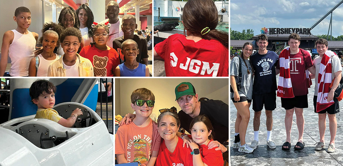 Collage of JGM families at Hersheypark