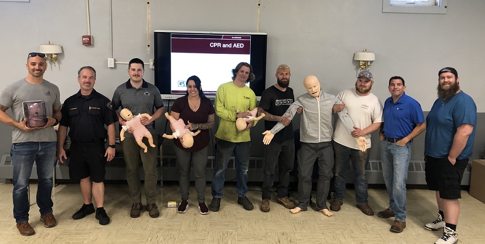 jgm employees participating in first aid training